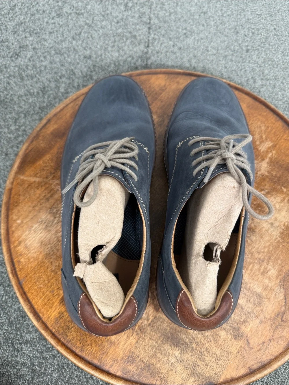 Johnston & Murphy Shoes Mens 9.5 Wide Blue Leather Lace Up Oxford Sneakers